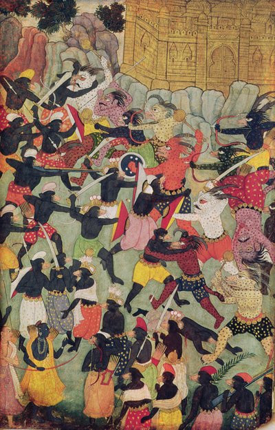 Battle Between the Armies of Rama and Ravana, Moghul by Indian School